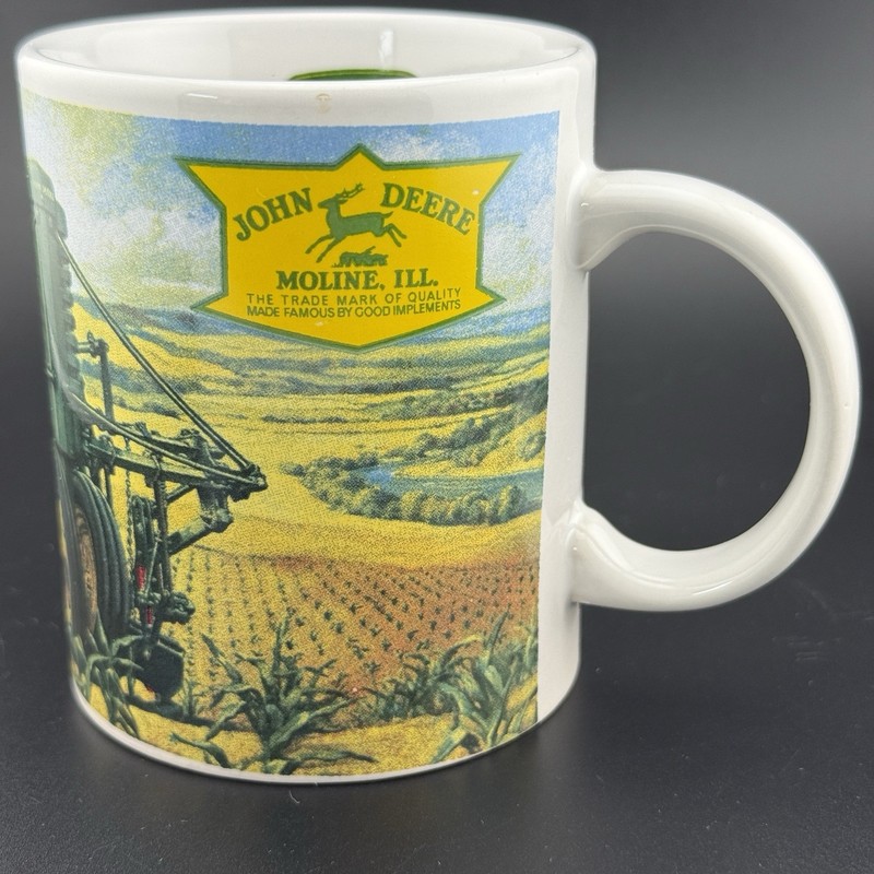 John Deere Gibson Coffee Mug Farm Tractor Scene Logo Green Yellow Cup gallery