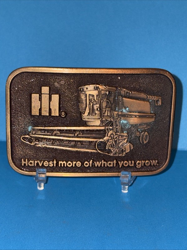 Vtg International Harvester Combine Belt Buckle Harvest More Of What You Grow