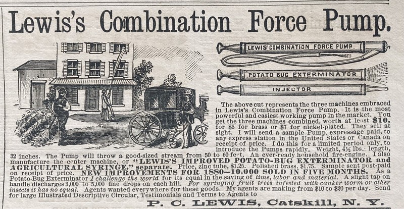 1880 AD.(XH64)~P.C. LEWIS CO. CATSKILL, NY. LEWIS’S COMBINATION FORCE WATER PUMP