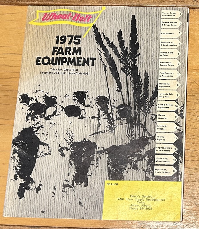 1975 64-PAGE WHEAT BELT FARM TRACTOR AG EQUIPMENT CATALOG ALBERTA CANADA