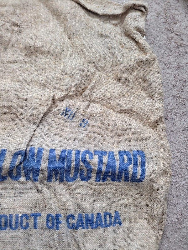 Used Yellow Mustard Product of Canada burlap empty sack gallery