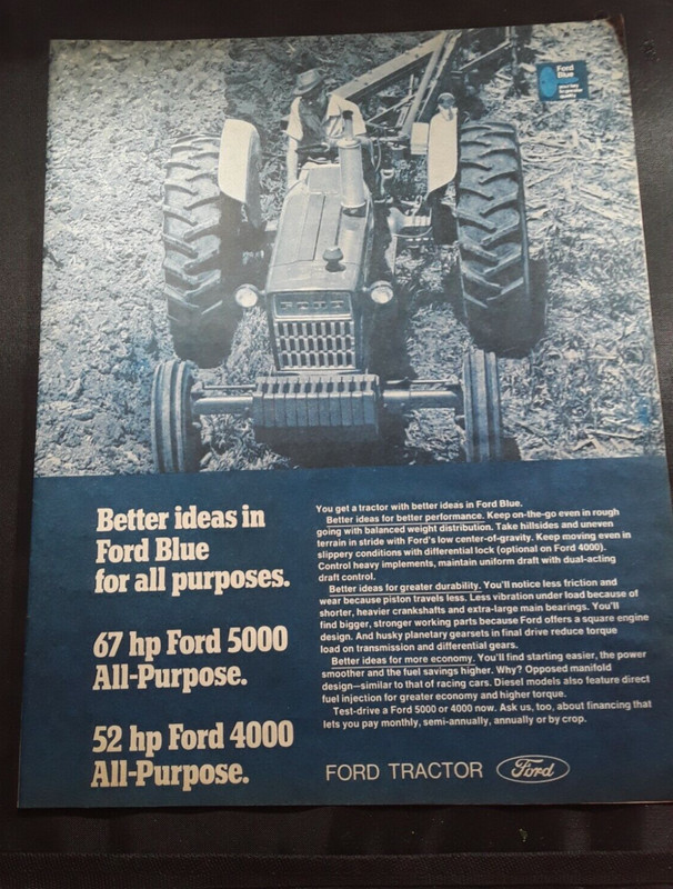 Original 1970 Ford Tractor Magazine Ad ‘Better Ideas In Ford Blue’