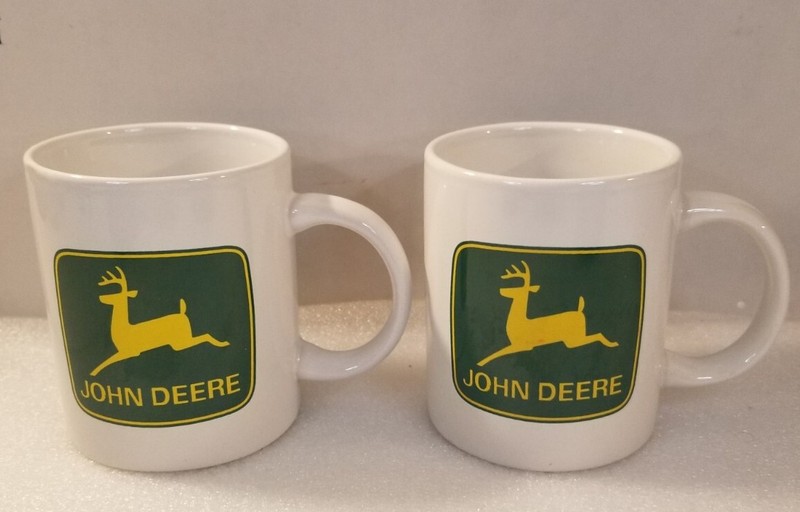 2 John Deere 10 oz Coffee Mug by Gibson White Green Licensed Product EX