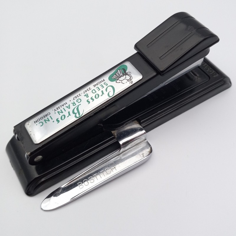 Vintage Cross Bros Seed & Grain Bostitch Stapler Halsey Oregon Advertising HTF gallery