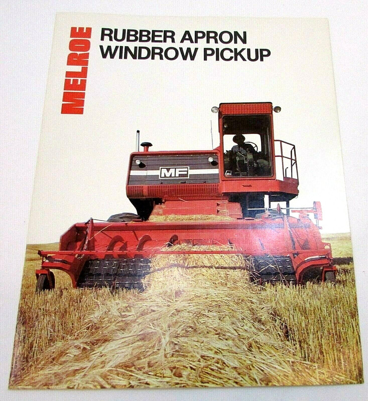 New Vintage 1978 Melroe Rubber Apron Windrow Pickup MF Combine Brochure