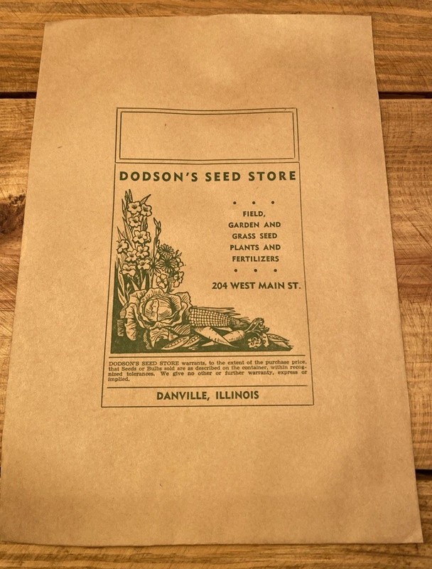 VINTAGE DODSON’S SEED STORE SEED STORAGE PAPER SACK ENVELOPE