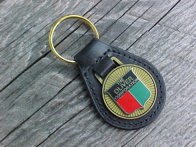 The Oliver Corporation Tractor Leather Key Fob Antique Gold Medallion Unique
