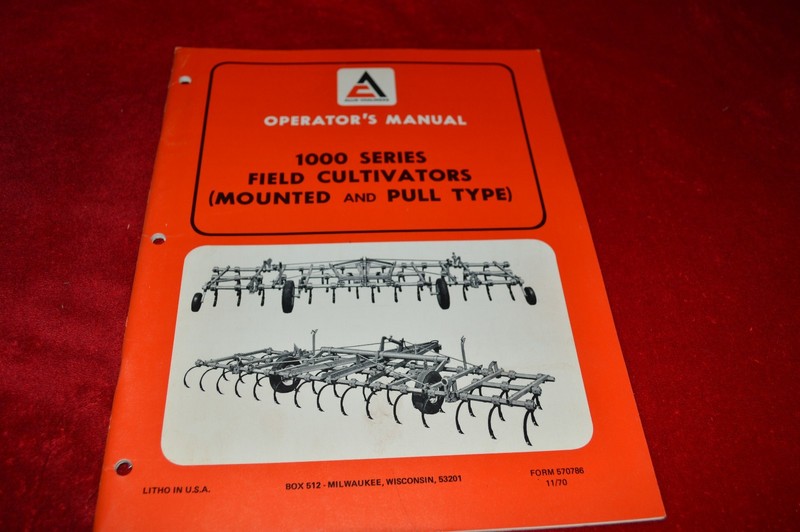 Allis Chalmers 1000 Series Field Cultivators Operator’s Manual WGOH