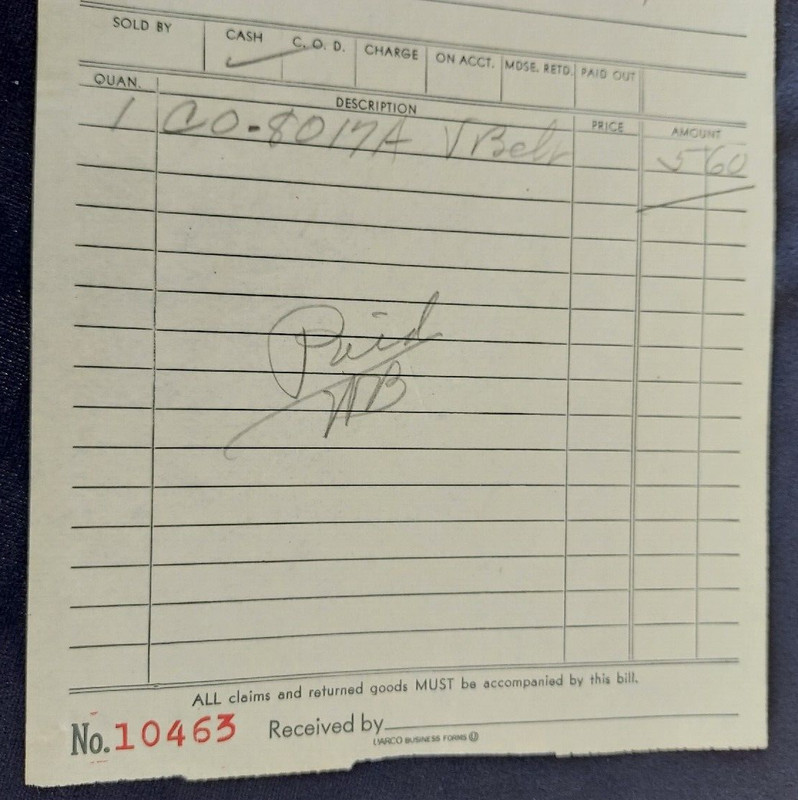 1955 Advertising Invoice George N Gross Dover PA Farm Machinery Oliver New Idea gallery