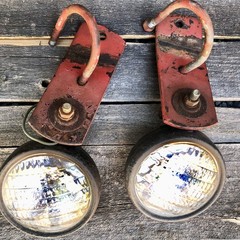 Vintage Tractor 2 Flat Back Lights Farmall Cub Harvester ￼Old Used Read