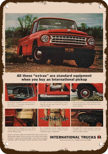 1964 INTERNATIONAL Pickup Truck Vintage-Look-Edge DECORATIVE REPLICA METAL SIGN