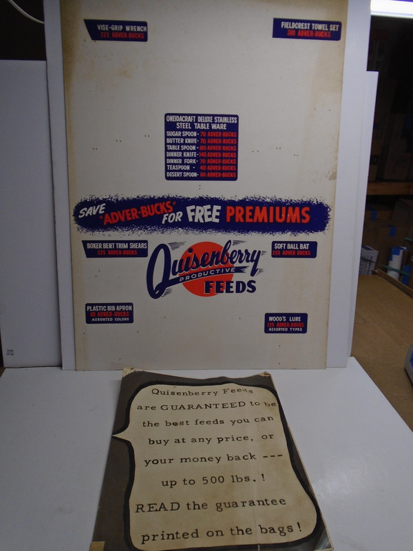 Vintage “QUISENBERRY FEEDS” STORE DISPLAY – (2) SIGNS – Sedalia, Missouri