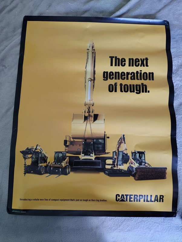 VINTAGE CATERPILLAR Marketing Poster featuring “Next Generation” compact equipmt