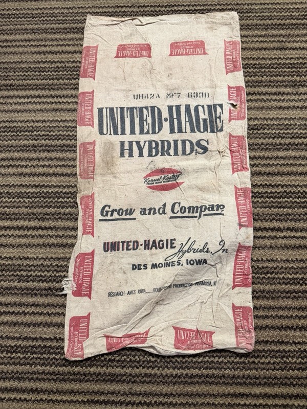 Vintage United Hagie Hybrids Seed Corn Cloth Bag Farm Feed Sack Des Moines