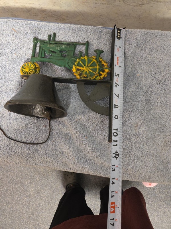 Vintage Antique Cast Iron John Deere Dinner Bell With Mounting Bracket gallery