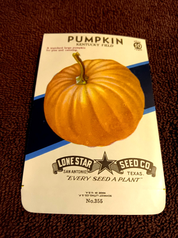 Old Vintage Lone Star Seed Co Pumpkin Packet Empty 1940/50s