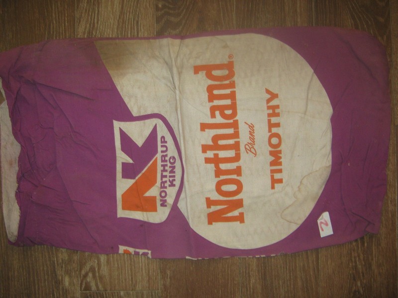 Vintage NK NORTH KING, NORTHLAND BRAND TIMOTHY cloth sack