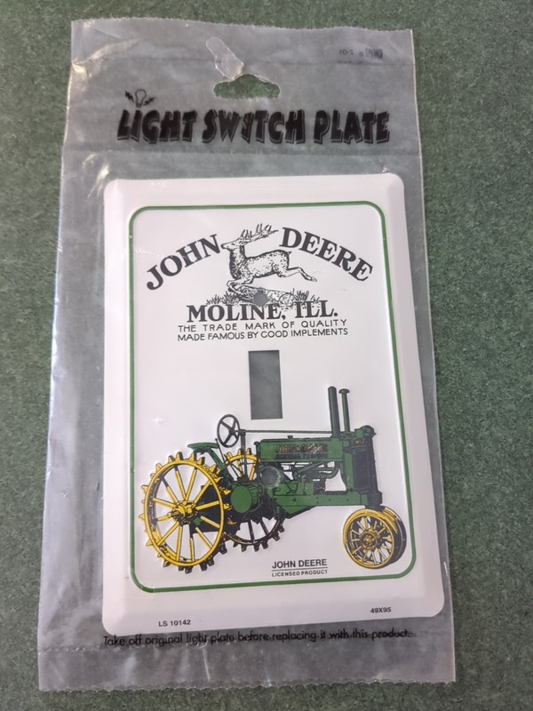 Vintage John Deere Tractor Single Light Switch Plate Cover White/Green NOS