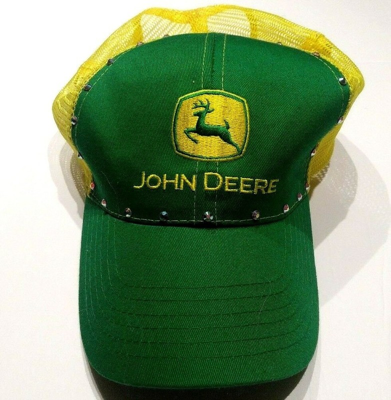 John Deere Tractors Hat With Rhinestone RARE Snapback Trucker K - Products gallery