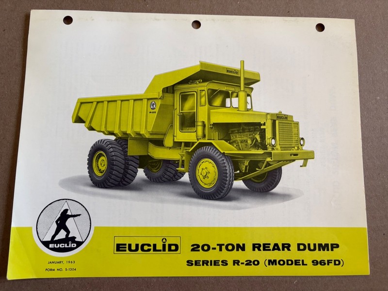 Vintage Euclid R-20 96FD Dump Truck Specifications Sales Brochure
