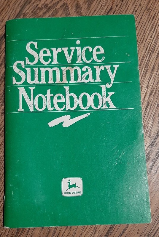 1995 John Deere Tractor Service Summary Log Note Book 4 x 6 Unused