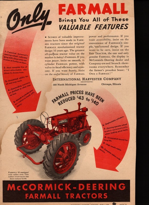 1939 Farmall 20 original Tractor ad – Scarce