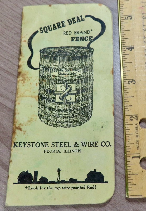 RED BRAND FENCE Memo Book Keystone Steel Peoria Wisconsin