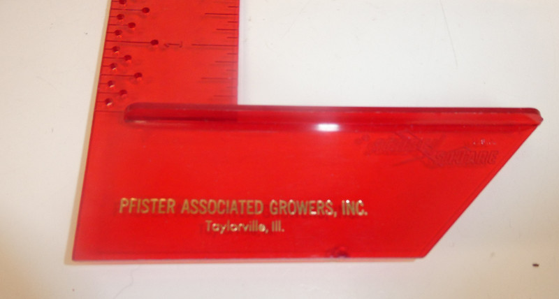 VTG PAG Pfister Associated Growers, Inc. Taylorville IL 8″ Plastic Scribe Square