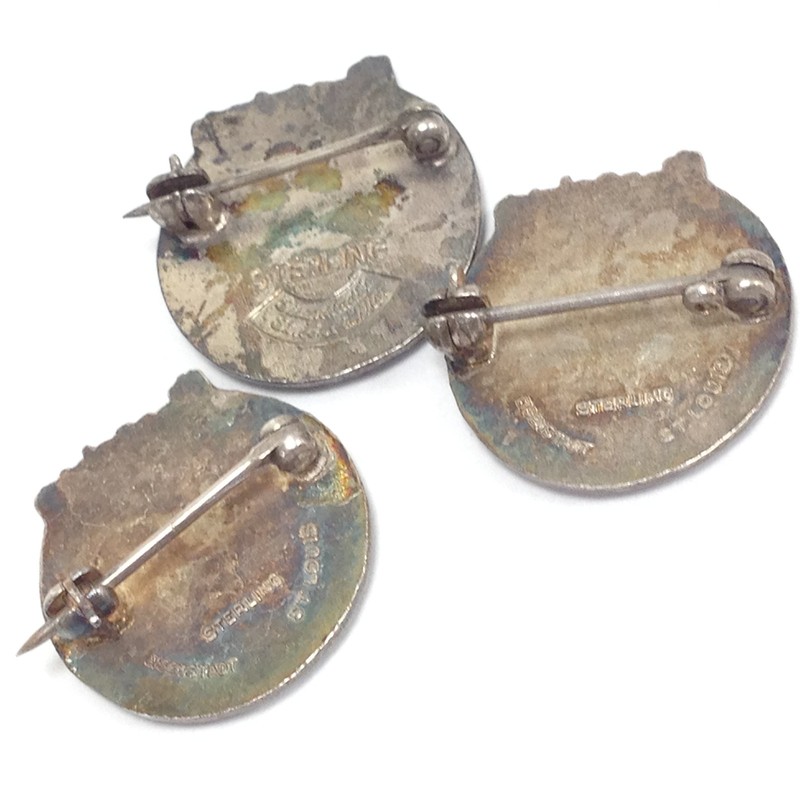 (3) Eisenstadt Sterling Silver Caterpillar Bulldozer Service Award Lapel Pin gallery