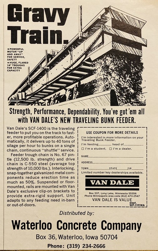 1969 AD.(XH79)~VAN DALE CO. LONG LAKE, MINN. VAN DALE’S TRAVELING BUNK FEEDER