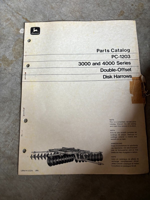John Deere 3000 4000 Series Double Offset Disk Harrows Parts Book Manual AMIL26