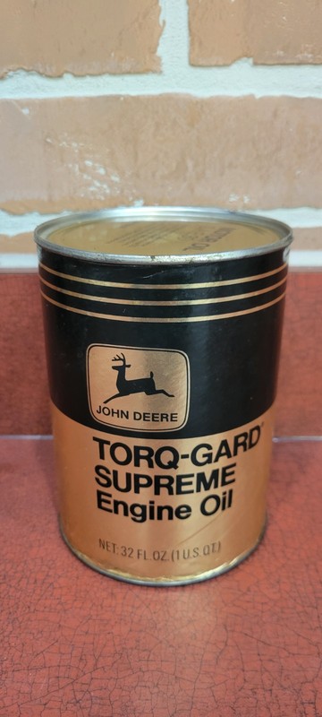 John Deere Torq-Gard Supreme Engine Oil Can Vintage 1Qt Collector Vintage FULL