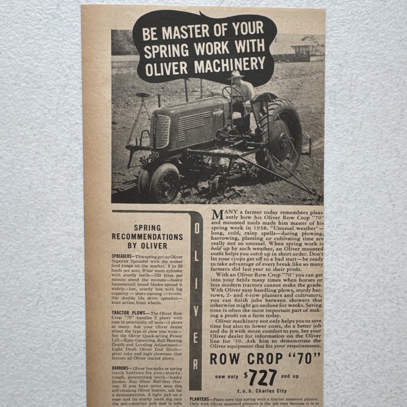 Oliver Farm Equip Co. Machinery Successful Farming March 1939 Advertisement gallery