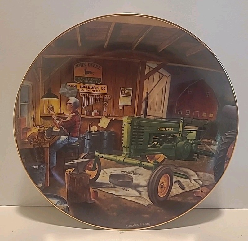Life On The Farm Evening Shift 8″ Collector Plate Charles Freitag John Deere