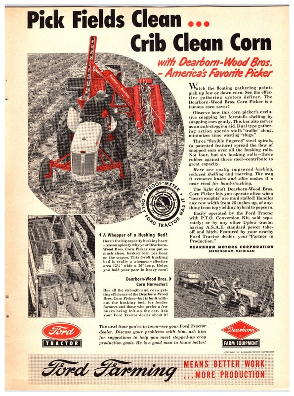 1951 Ford Tractors & Corn Picker – Original Print Advertisement (8in x 11in)