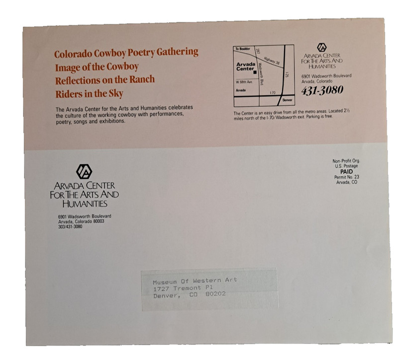 1990 Brochure Colorado Cowboy Poetry Gathering Arvada Center gallery