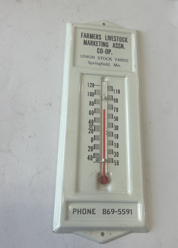 Vintage Farmers Livestock Marketing Assn. Co-op Springfield Mo Thermometer