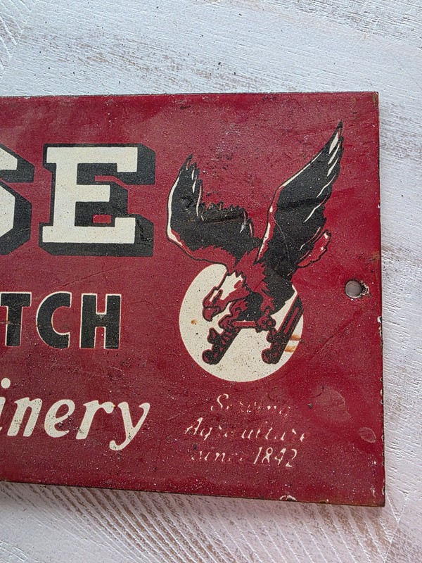LARGE VINTAGE CASE TRACTORS EAGLE PORCELAIN FARM MACHINE SIGN 12" X 6".. gallery