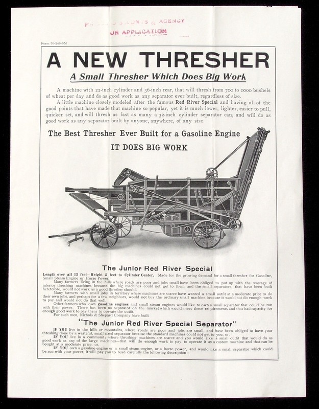 Vintage 1900’s New Thresher Junior Red River Special Wholesale Brochure
