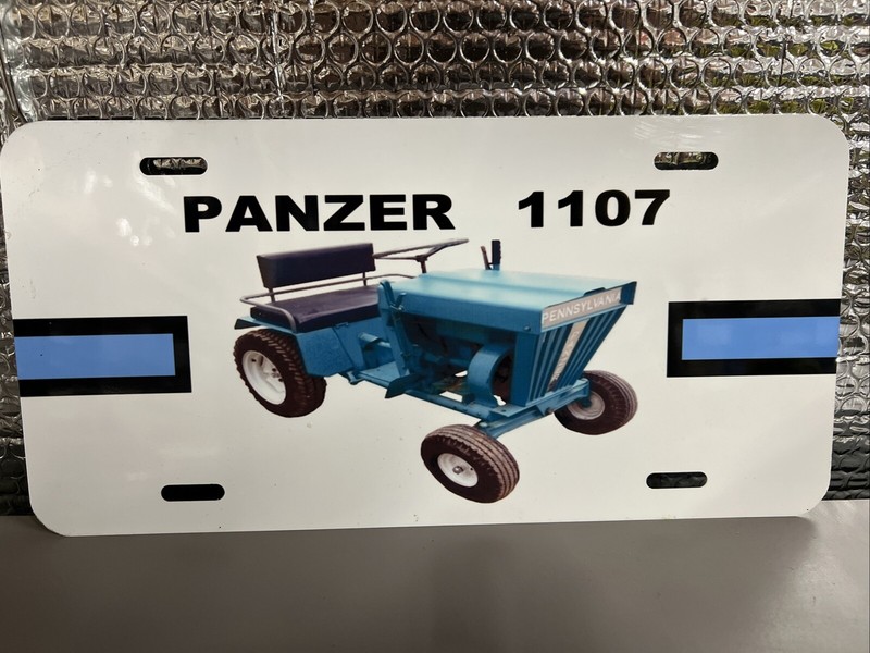 Custom Pennsylvania Panzer 1107 Garden Tractor Aluminum License Plate