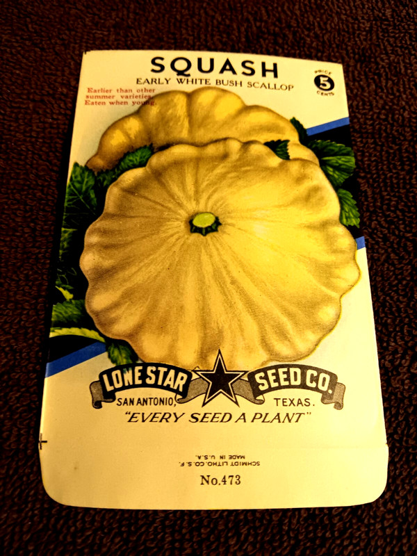 Old Vintage Lone Star Seed Co Scallop Squash Packet Empty 1940/50s