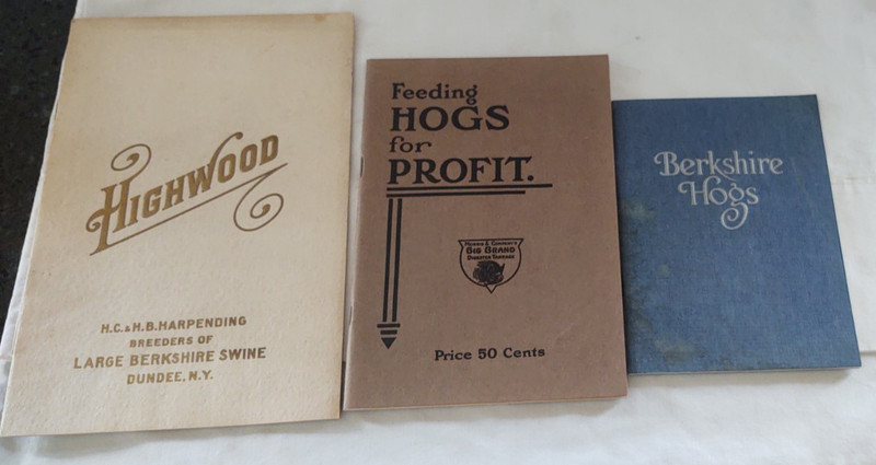 3 Vtg Antique Booklets Farm farming Hogs Pigs , Berkshire / Dundee ,NY Morris