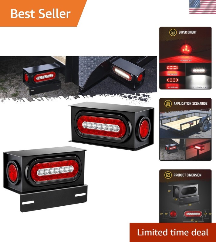 2Pcs Steel Trailer Light Boxes Housing Kit w/ 6″ Oval Led Trailer Tail Lights…