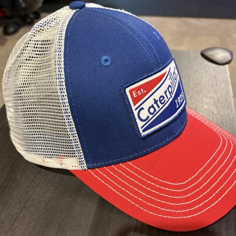 Caterpillar Equipment Blue Red White SnapBack Hat
