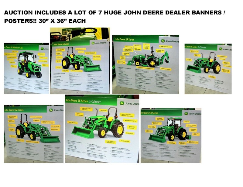 LOT OF 7 NEW HUGE 30″x36″ JOHN DEERE DEALER TRACTOR BANNERS SIGNS POSTERS STIFF