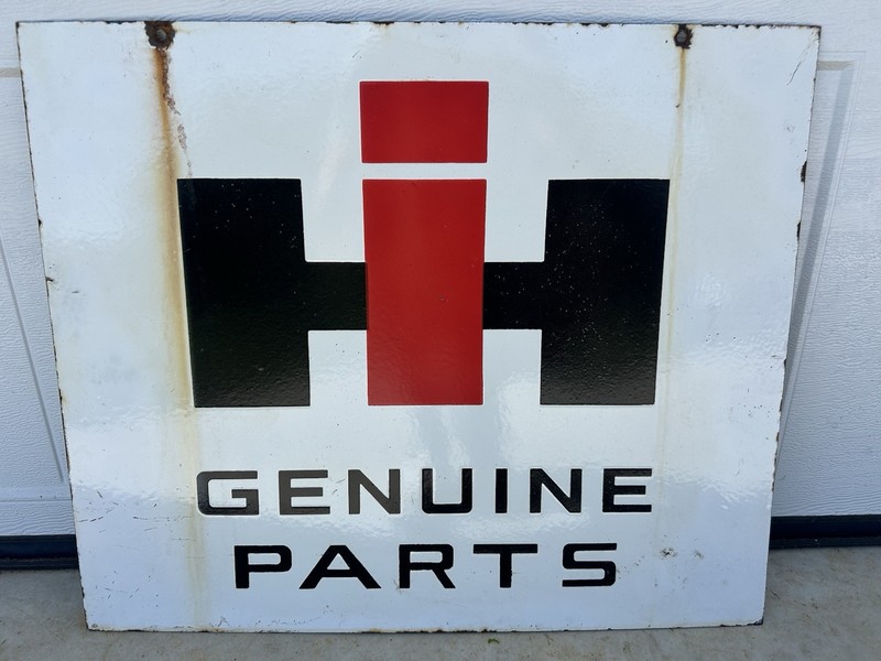 International Harvester IH Genuine Parts Double Sided Porcelain Sign