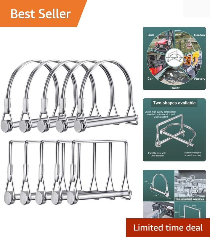 Universal Fit PTO Locking Pin Set – 10-Pc Carbon Steel, Rust-Resistant Pins
