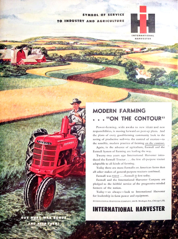 1945 International Harvester – Farmall Tractor Modern Farming WW2 Era Print Ad