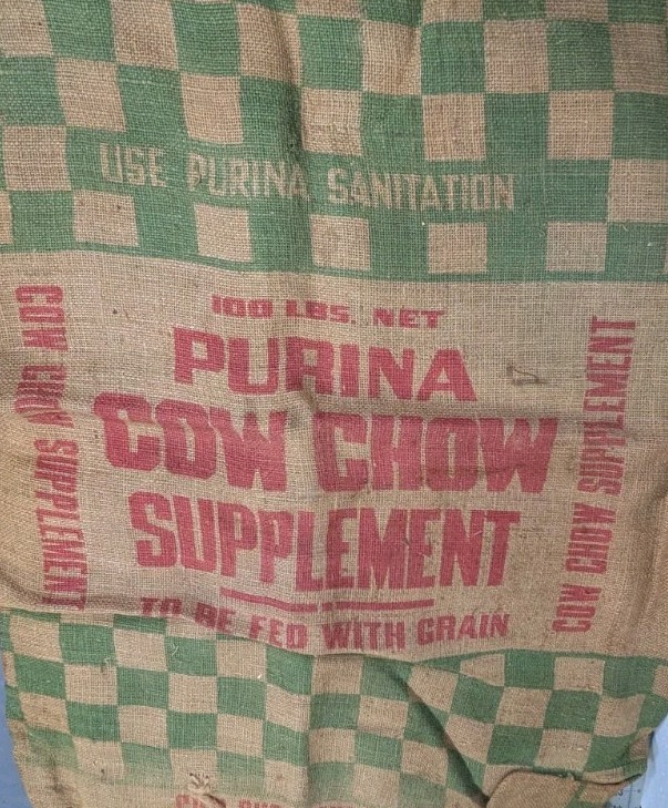 Vintage Purina Cow Chow Concentrate to be fed with the grain burlap empty sack gallery