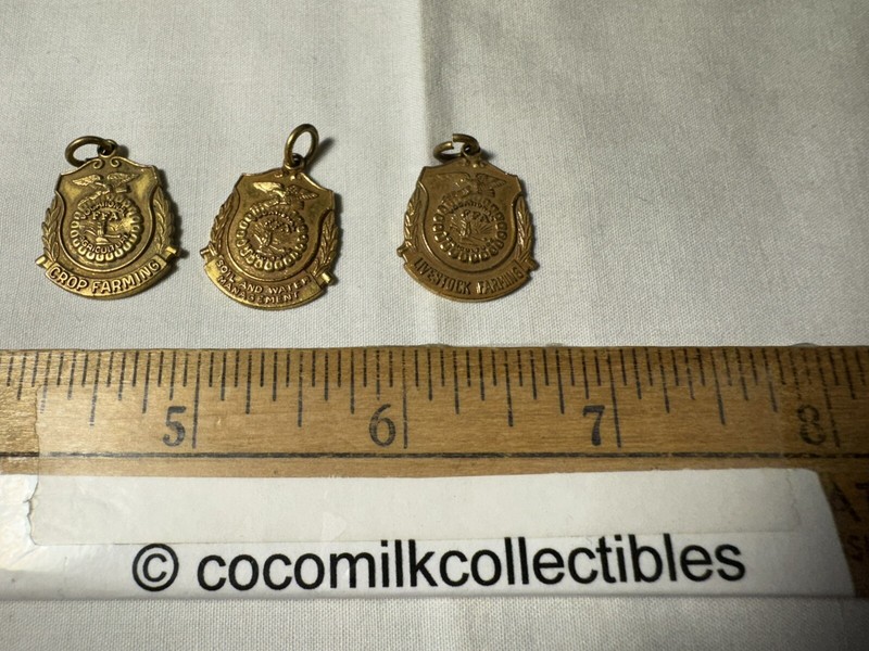 1940’s Lot of 3 FFA Future Farmers of America Charms Pendants Livestock Crops